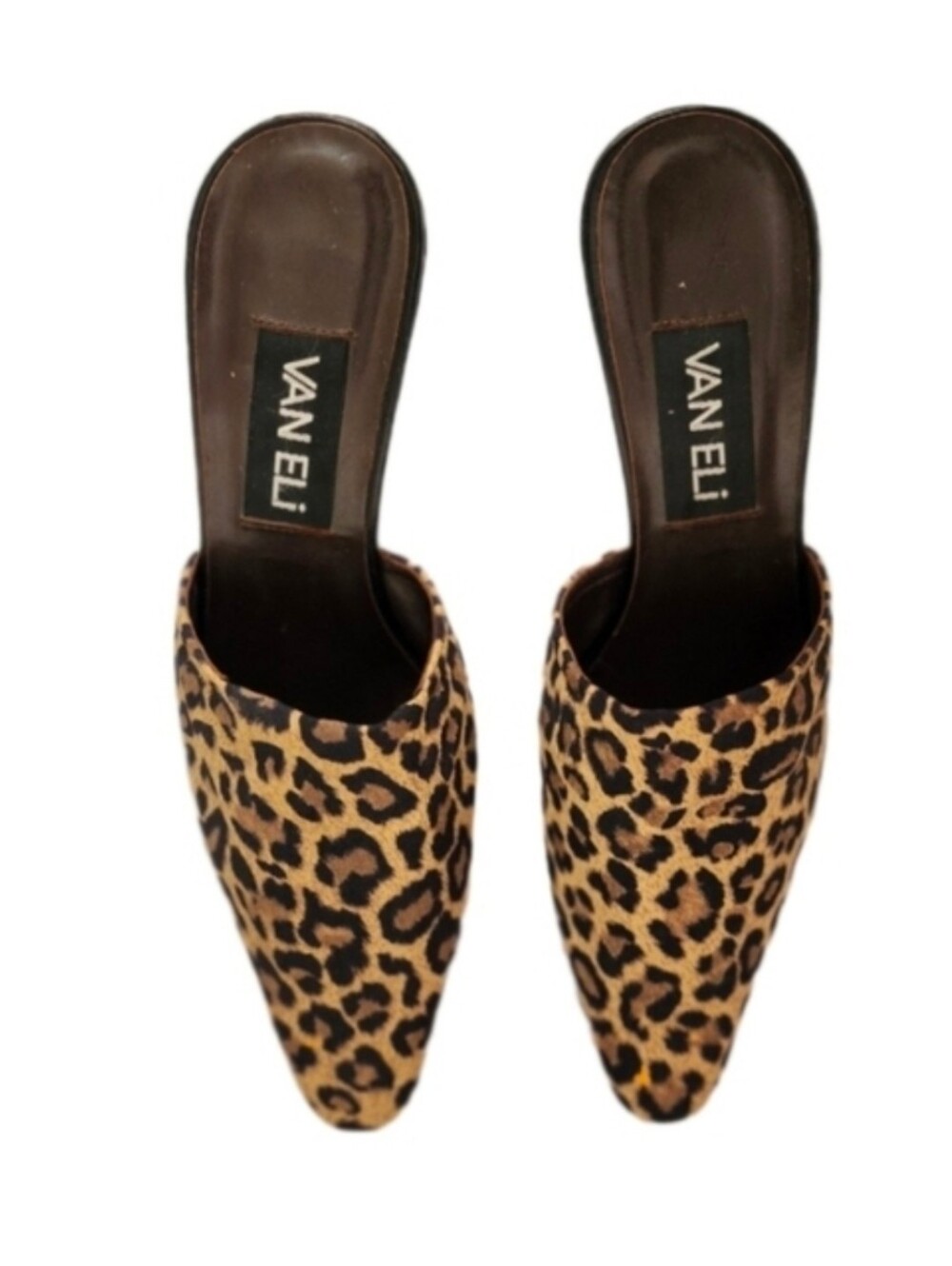 Vaneli Leopard Print Top Leather Bottom Mules Tan Size 6 M - Picture 2 of 8